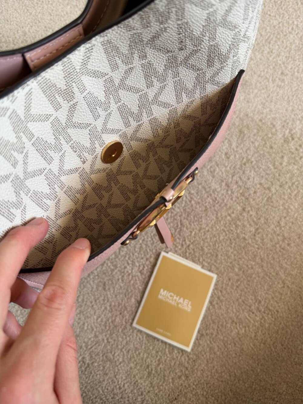 Michael Kors Signature Large Tote Bag Pink & Vanilla - Picture 15 of 15